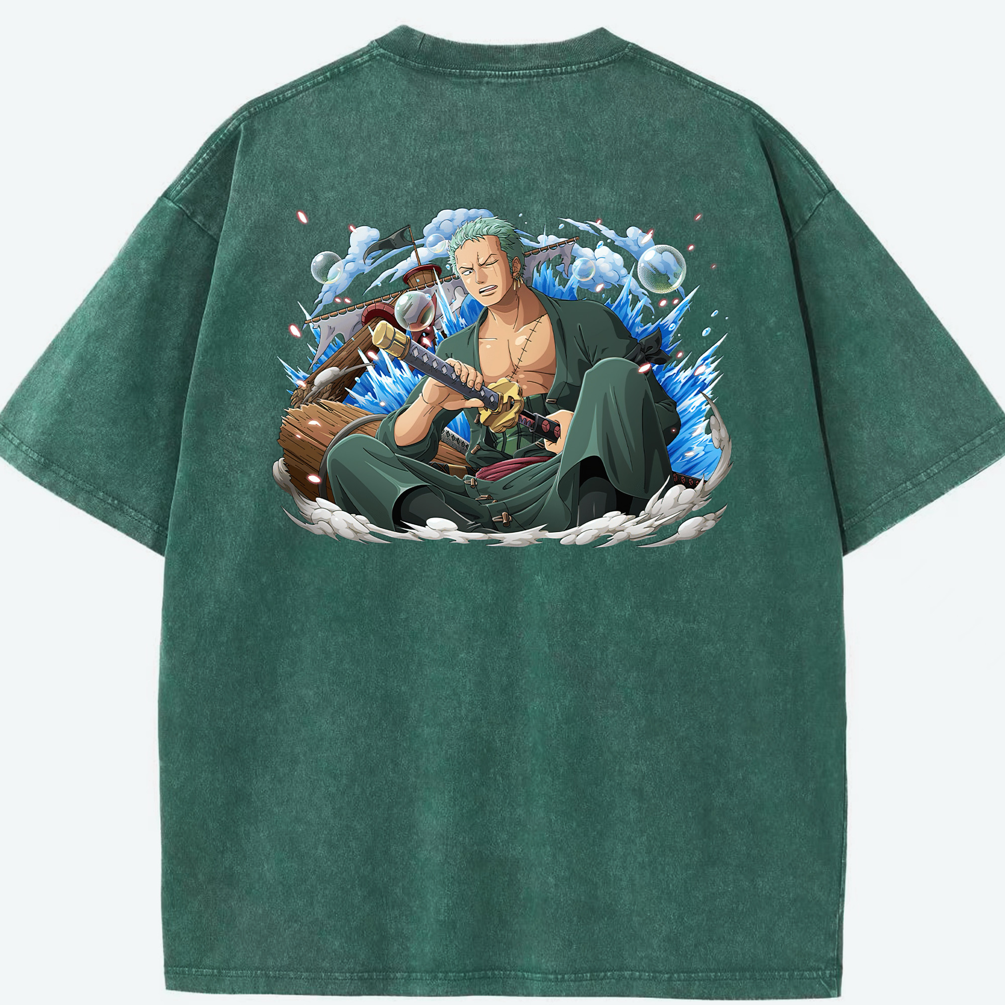 ワンピース ロロノア・ゾロ ONE PIECE Roronoa Zoro 綿100% ヴィンテージ風 半袖Tシャツ（背面プリント）
